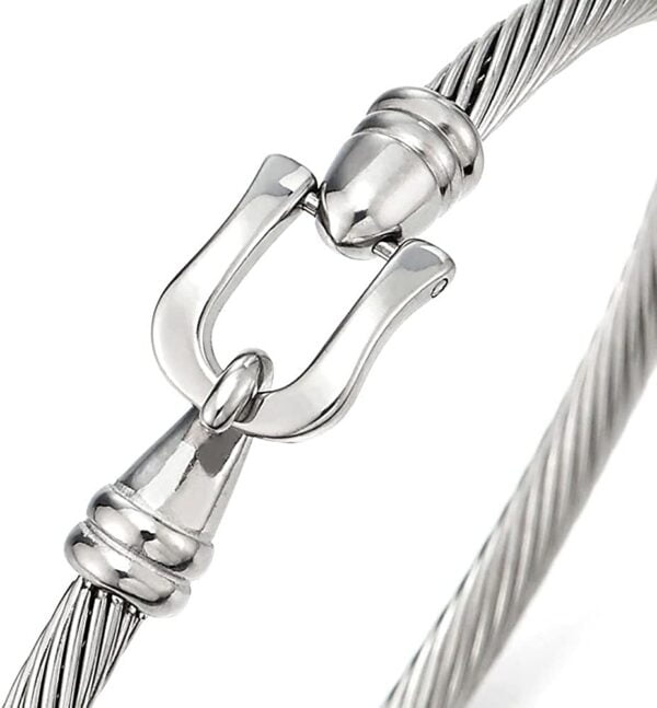61AFDVQalhL._AC_UL1000_ Bracelet jonc torsadé en acier inoxydable Argent