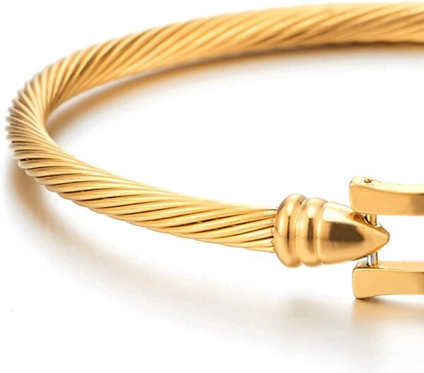 61uU-jTJXYL._AC_UL1000_ Bracelet jonc torsadé en acier inoxydable OR