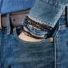 Bracelet en cuir noir avec boucle magnétique en métal