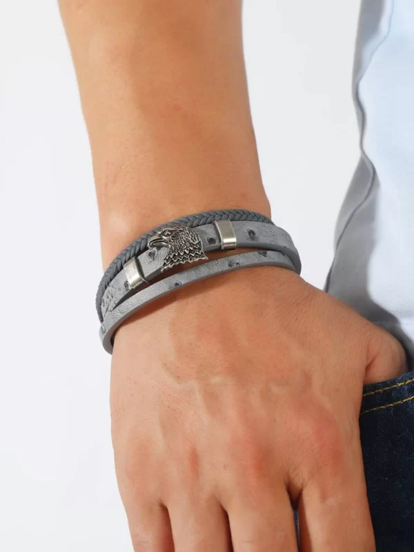 16645177499d671b60cd3e933a5babfb193589e225_thumbnail_900x Bracelet à détail de tête d'aigle gris