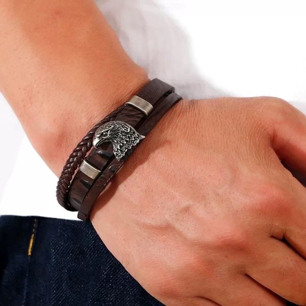 Bracelets-en-cuir-multicouches-pour-hommes-et-femmes-acier-inoxydable-ULtress-e-bijoux-nouvelle-collection.jpg_Q90.jpg_ (1) Bracelets en cuir multicouches faucon