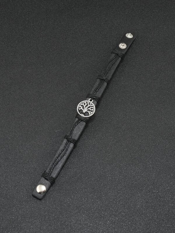 images (2) Bracelet homme à design arbre noir