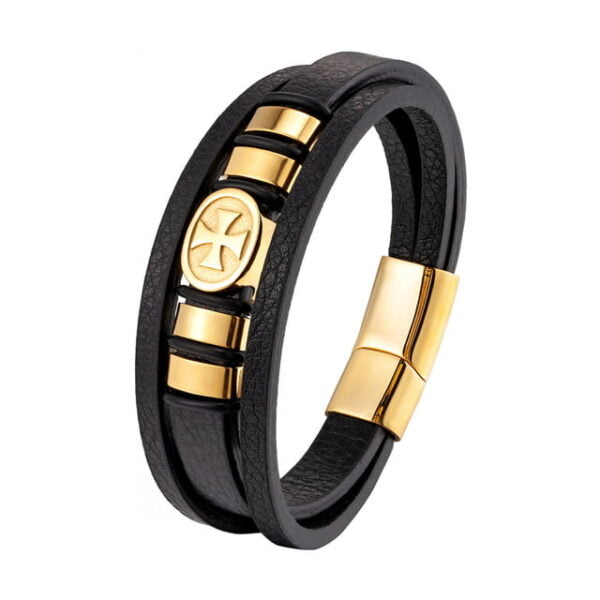 Bracelet Cross en cuir multicouche