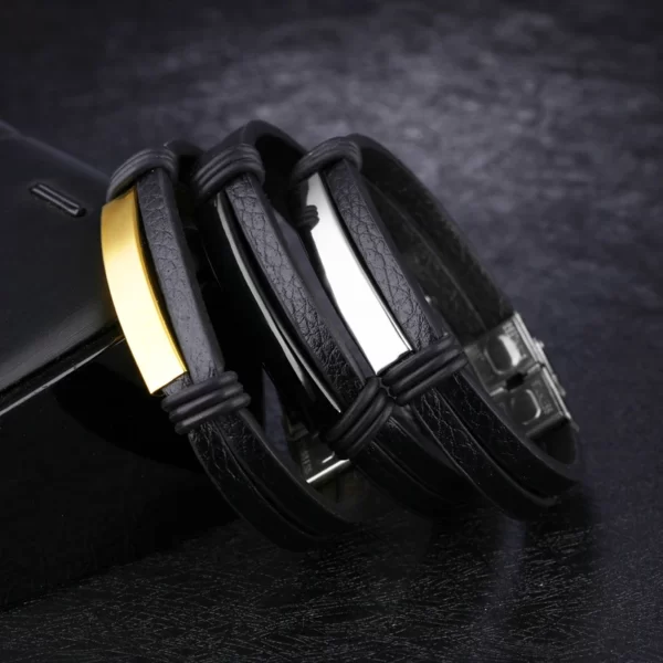 Bracelet-personnalis-en-cuir-v-ritable-noir-pour-homme-et-femme-accessoire-la-mode-beau-bijou.jpg_Q90.jpg_ (2) Bracelet en cuir personnalisable Or