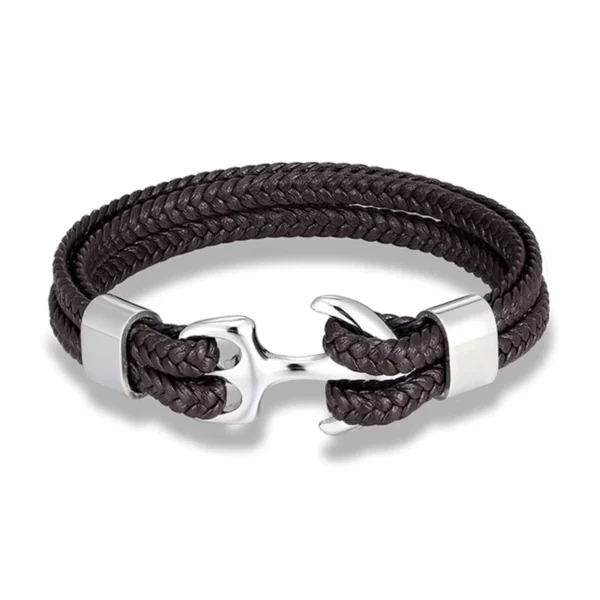 Bracelet ancre Neptune Marron / Gris