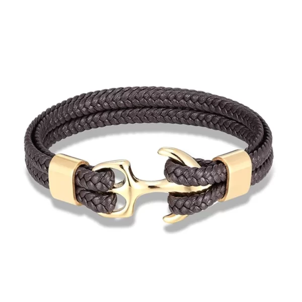 Bracelet ancre Neptune Marron / Or