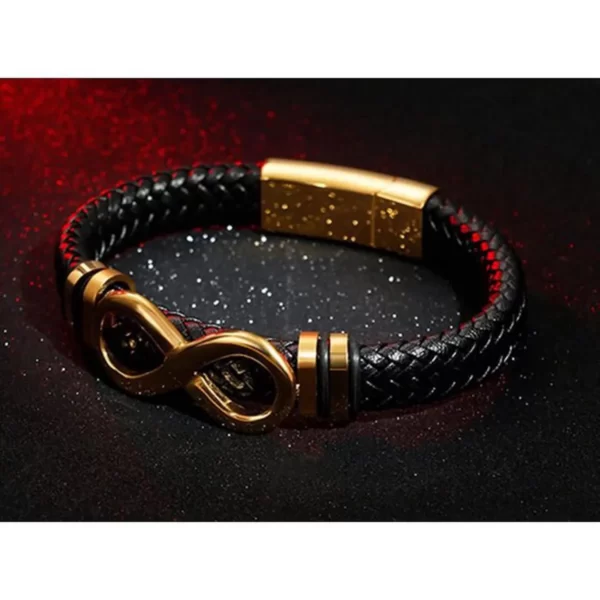 titane-bracelet-homme-cuir-infini-tissage-l2434 (1) Bracelet Homme Cuir Infini