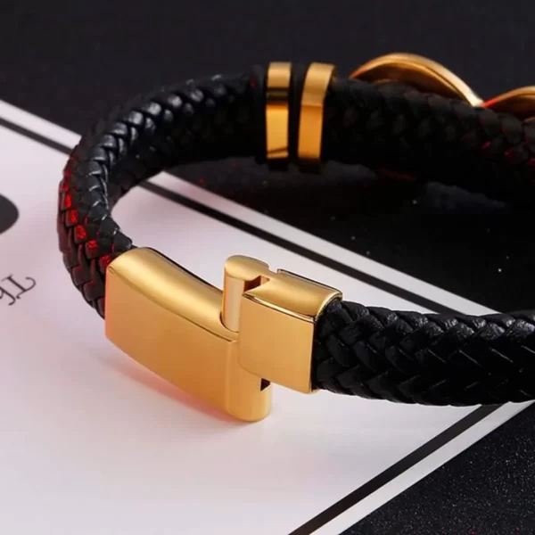 titane-bracelet-homme-cuir-infini-tissage-l2434 (2) Bracelet Homme Cuir Infini