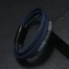 Bracelet tressé en couches magnétiques bleu marine