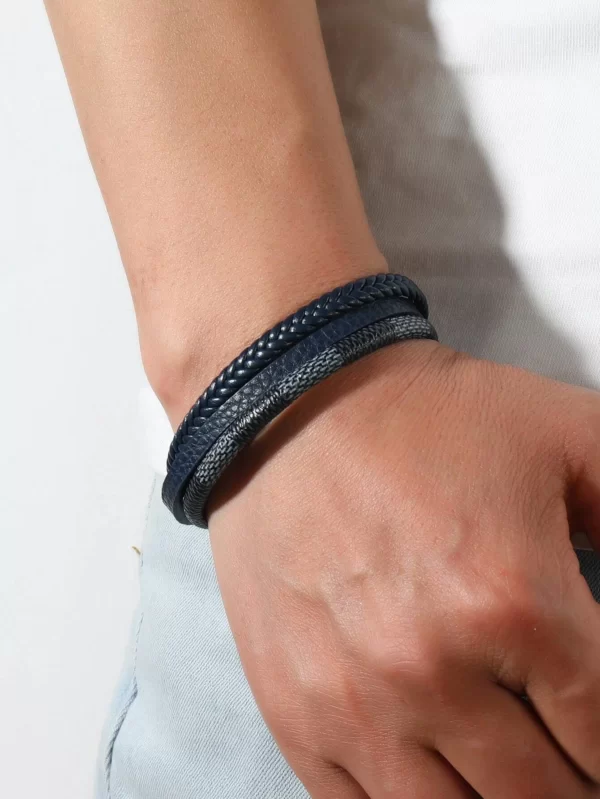 16816591565d9b40462e7a5d31dca39f962452b02f Bracelet tressé en couches magnétiques bleu marine