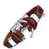 Bracelet Ancre Viking en Cuir Marron