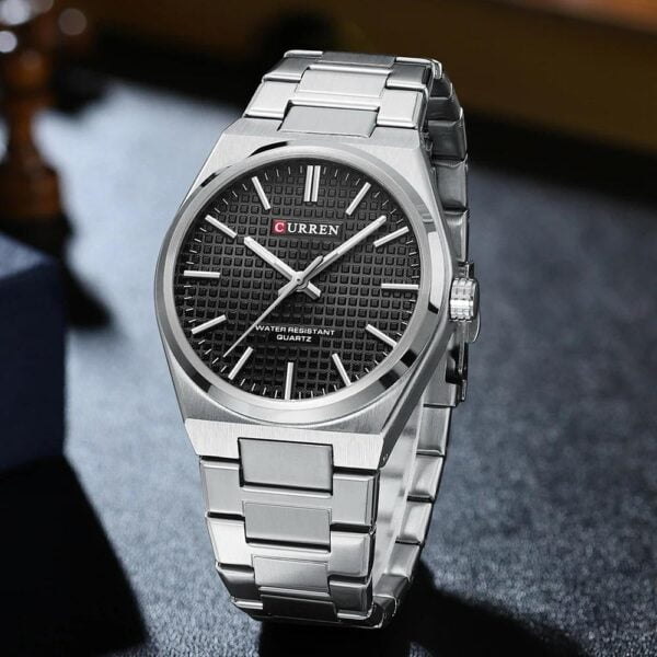 011810e2-7be4-448a-bbd2-a01e598e9802 Montre pour hommes en Acier Inoxydable Gris-Noir