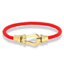 images Bracelet Rouge En Coton Tressé Gold