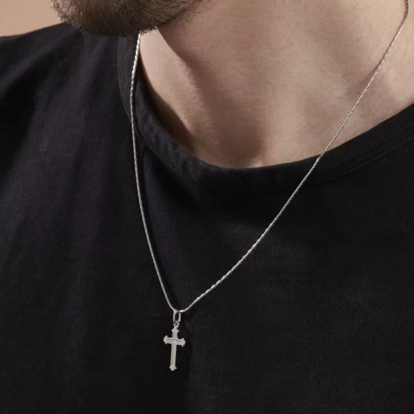FACHBW01EH-model0 Chaîne Christ Maille Alternee 1/3 Inox Blanc