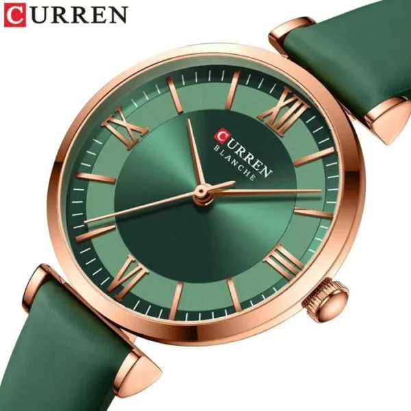 curren-montre-bracelet-a-quartz-en-cuir-pour-femme Montre-bracelet en cuir à Quartz pour femmes Verte