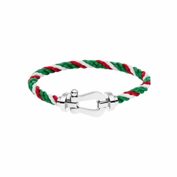 0B0005-6B1047 Bracelet Blanc Rouge vert En Coton Tressé